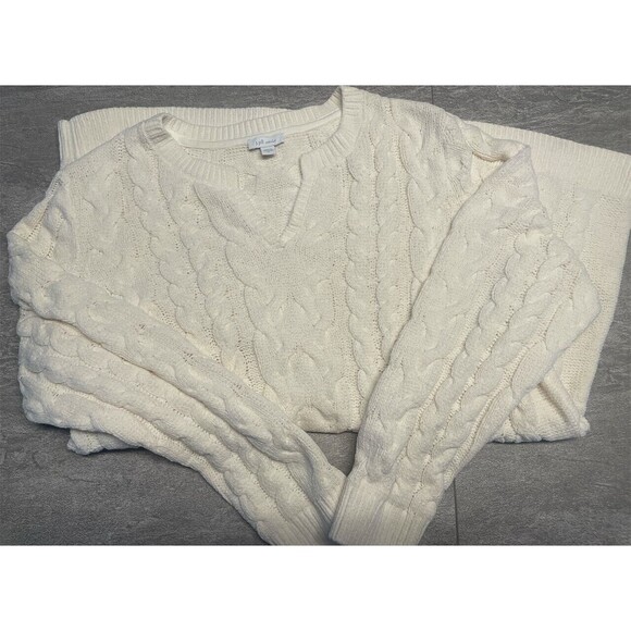 J Jill Chenille Sweater Womens Sz XL Cream Ivory Cable Knit Pullover Long Sleeve - Picture 4 of 4